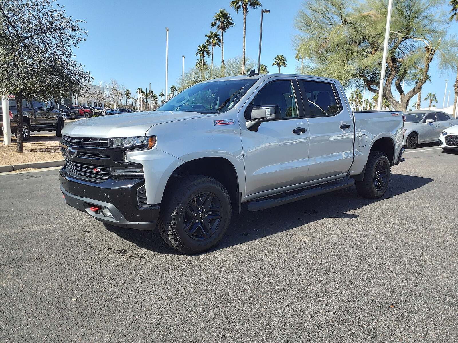 2020 Chevrolet Silverado 1500 LT Trail Boss, front three-quarter on a dealer lot